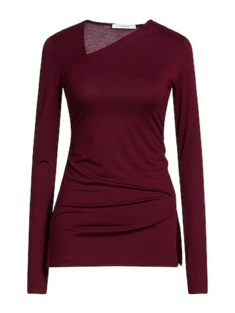 NWT Maliparmi Burgundy Long-Sleeve Asymmetrical Neck Top
